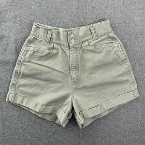 VINTAGE - CENZA | Green High Waisted Cuffed Shorts; Women’s Size 11/12 (28)